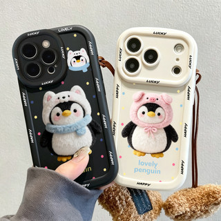 Ốp điện thoại hình chim cánh cụt dễ thương cho iPhone 17Air / 16pro Max / 15Plus / 14 / 13 / 12 / X / 7 / 11 Vỏ mềm silicon mờ bao gồm toàn bộ Vỏ bảo vệ chống rơi