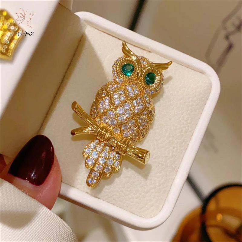 HNKMP Thời Trang Tinh Tế Cú Thổ Cẩm Vintage Tính Khí Lấp Lánh Kim Cương Động Vật Chân Dành Cho Nữ Nam Quần Áo Phụ Kiện Trang Sức Quà Tặng.