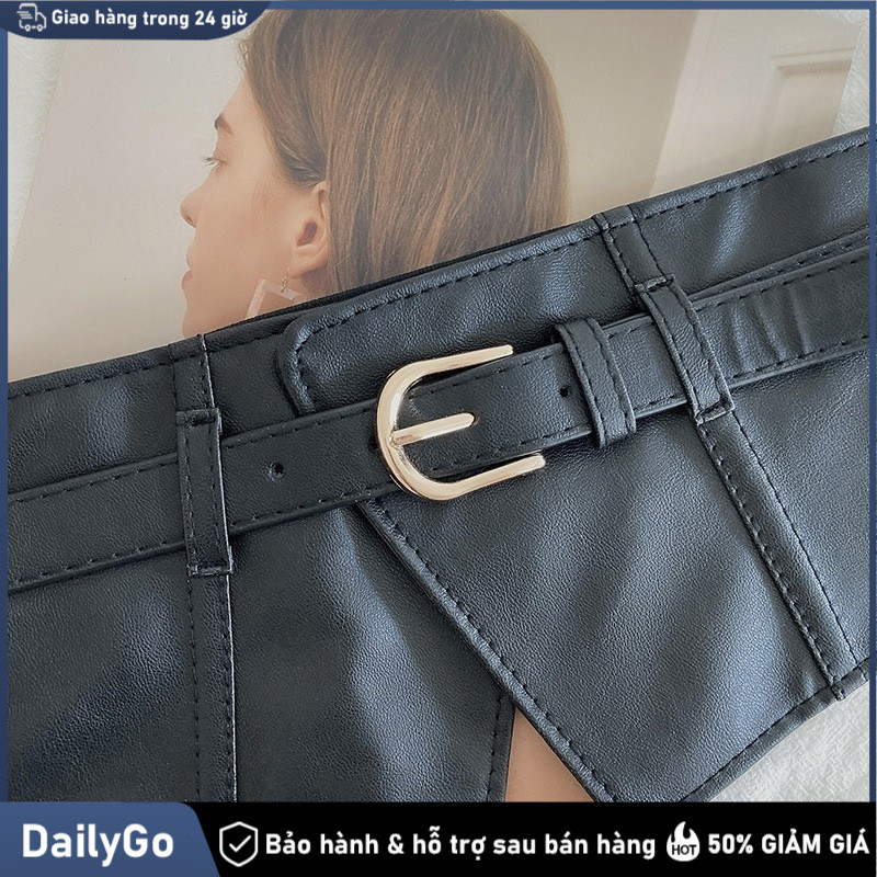 Đai lưng rộng màu đen co giãn phụ kiện không thể thiếu cho tủ đồ Giảm béo / Giảm eo, Rộng, Trang trí