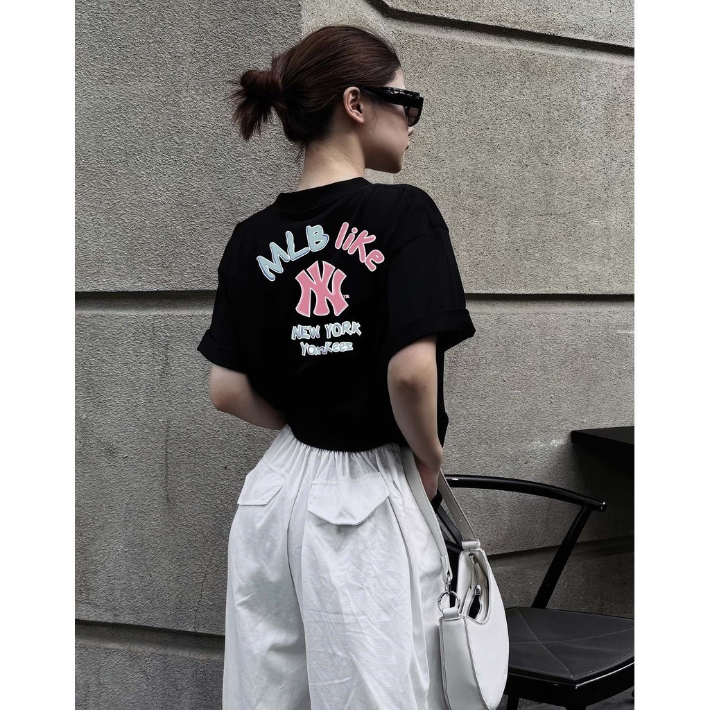 （Giao hàng 24h）Angela Áo Thun MLB Like NewYork _Đen/Trắng/Hồng/Kem_Form Cotton 100% 260gsm_Full Tag Mac