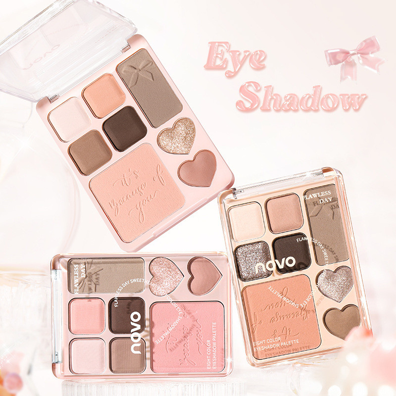 NOVO Palette 8 màu Sweet Holiday - [3in1: Mắt+Má+Highlight] tone đất, makeup nhẹ