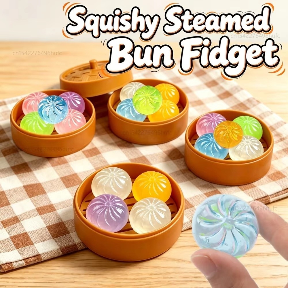 YMIFI 1 / 5 Đồ chơi cảm giác Fidget, Đồ chơi bánh bao Squishy quà tặng có thể bóp được, với Bộ đồ chơi có thể bóp Mini hấp dành cho người lớn