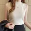 Mùa hè Retro Nửa Rùa Dệt Kim Áo Vest Nữ Chắc Chắn Không Tay Mỏng Mới