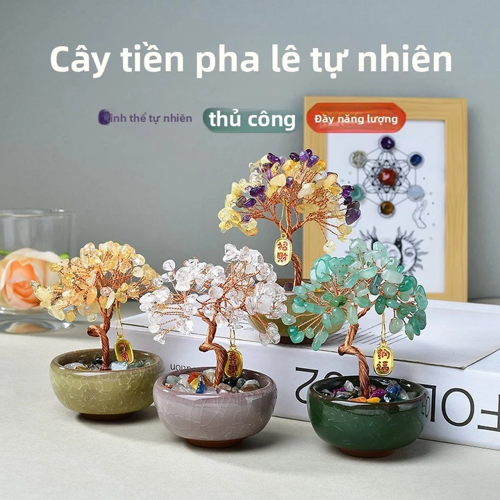 Cây phát tài đá thạch anh tự nhiên đồ trang trí bàn làm việc trang trí phòng ngủ đồ decor phong thủy thủ công mỹ nghệ đồ trang trí để bàn decor phòng khách trang văn đồ trang quà tặng may mắn tài lộc 