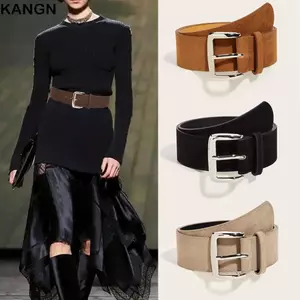Thắt lưng rộng da lộn KANGN, Dây thắt lưng khóa chốt hợp thời trang rộng 4,8cm, Thời trang nữ Thiết kế sang trọng đa năng Maila Styles Dây đeo thắt lưng kinh doanh Quà tặng