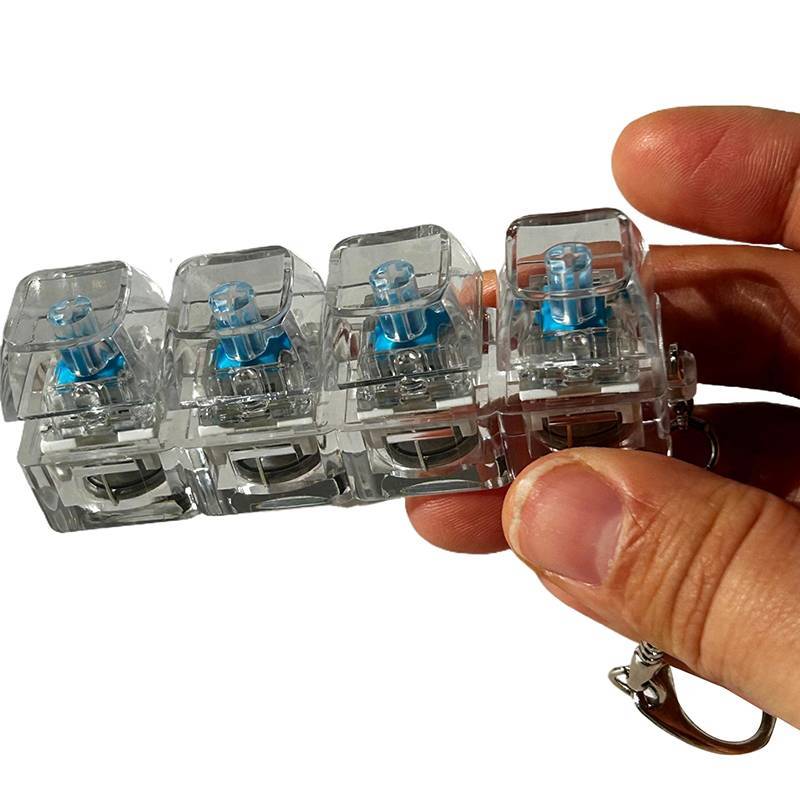 NS 4Key Bàn Phím Cơ Trục Máy Kiểm Tra Bàn Phím LED Mẫu Mini Giảm Căng Thẳng Chìa Khóa Đồ Chơi Cho Game Thủ Bàn Văn Phòng Nhà Móc Khóa NS