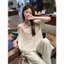 Pure Desire Không Dây In Hình Dây Rút Áo Thun Tay Ngắn Rời Thời Trang Niche Sang Trọng Rách Thiết Kế Top 5.19