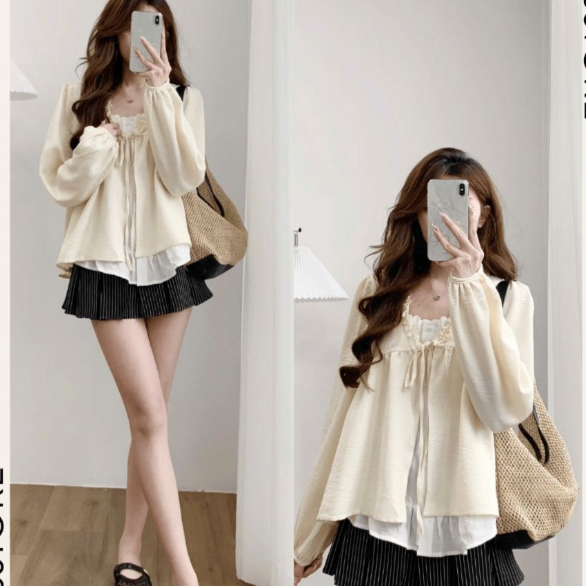 Áo Babydoll Phối Viền Bèo 2 Lớp Thắt Nơ A3123 Thời Trang Nữ Bigsize - SamHi Closet