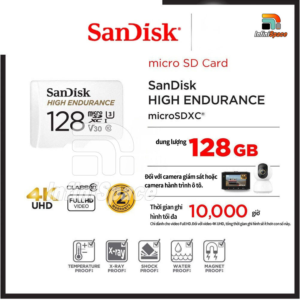 Thẻ nhớ MicroSDXC Sandisk High Endurance 32GB / 64GB / 128GB / 256GB 100MB/s Bảo hành 2 năm