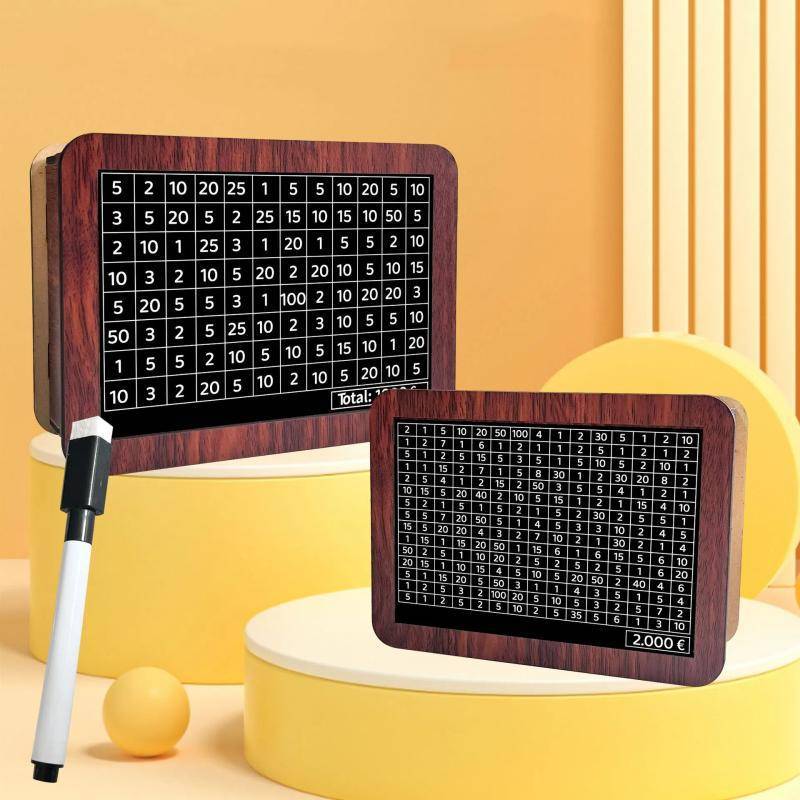 Hộp tiền bằng gỗ cá tuyết với trình theo dõi mục tiêu tiết kiệm-1000 đến 10000 Euro