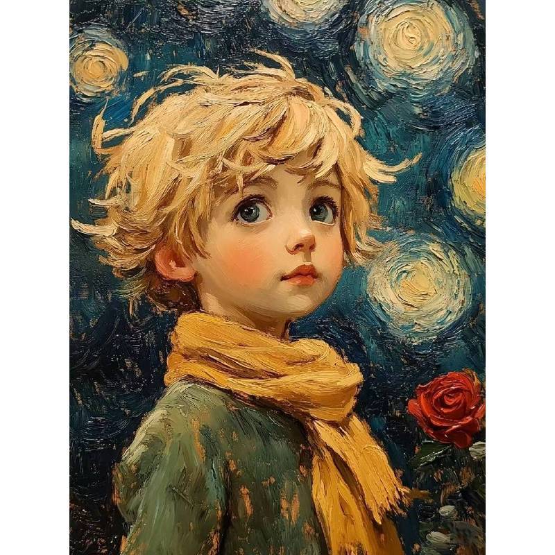 Hoàng Tử Bé Hoạt Hình Bé Trai Tranh Sơn Dầu Phong Cách Trang Trí Nhà Cửa Canvas Nghệ Thuật Treo Tường
