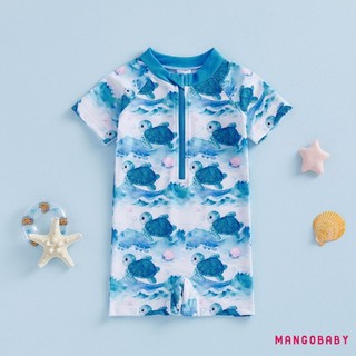 MG-Toddler Bé Trai Rash Guard Đồ Bơi In Chủ Đề Đại Dương Zip Up Áo Bơi Tay Ngắn
