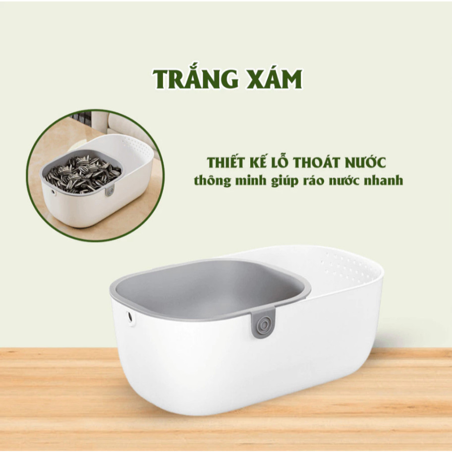 Khay Đựng Đồ Ăn Vặt 2 Lớp Có Lỗ Thoát Nước DINO,  Rổ Đựng Trái Cây, Hướng Dương Nhỏ Gọn