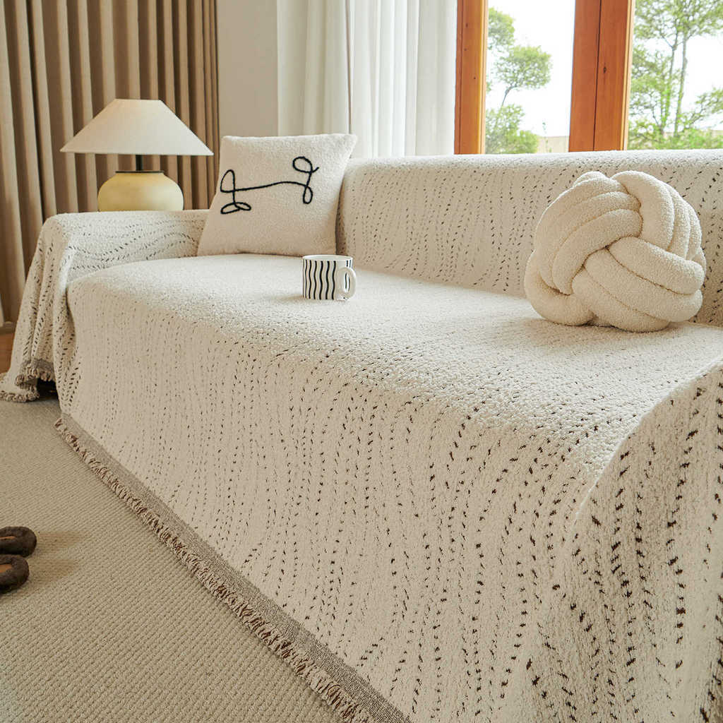 Chăn sofa vải sợi mờ dày mùa thu đông mới, Vỏ bọc ghế sofa mềm mại và chống trượt một mảnh, dành cho ghế sofa hình chữ L / u, ghế tình yêu, Futon