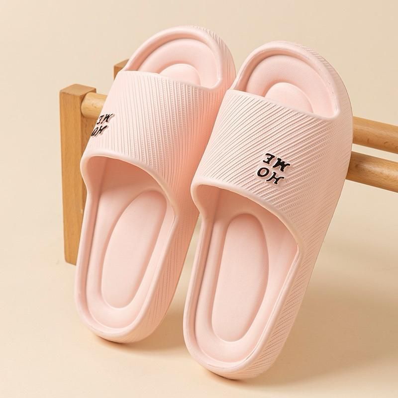 dép mang trong nhà. Nam Nữ Họa Tiết chữ home Đơn Giản Dép Bánh Mì Nữ Quai Ngang Mang Êm Chân