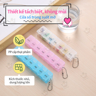 Khay Đựng Thuốc 7 Ngày Nhựa Trong Suốt, Hộp Chia Thuốc Mini Du Lịch Dễ Mang Theo