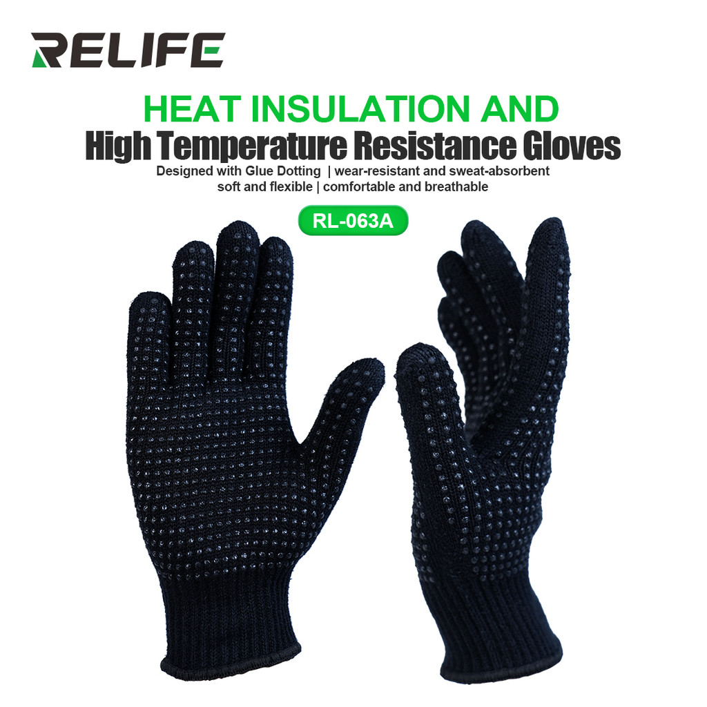 RELLIFE RL-063A Găng Tay Cách Nhiệt Và Chịu Nhiệt Chống Trượt ESD Điện Tử Làm Việc Phủ Găng Tay Bảo Vệ Ngón Tay
