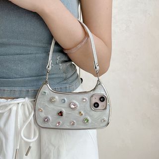 Mạ điện Ba Chiều Đá Quý Kim Cương Thích Hợp Cho iPhone15ProMax Túi Đựng Điện Thoại 13 Ánh Sáng Sang Trọng 14 Nữ 12 Đeo Ngang 1526.. 12 5OGQ