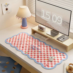 thảm lót chuột da pu họa tiết caro cỡ lớn thảm trải bàn làm việc chống nước decor bàn máy tính dễ thương vintage dày 1mm đẹp