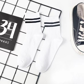[QUÀ TẶNG] Tất vớ unisex nam nữ kẻ sọc ngang dệt thông hơi sợi cotton thấm hút QT01