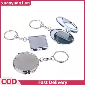 XUAN Trái Tim Tròn Hình Bầu Dục Hình Vuông Hai Mặt Gương Mỹ Phẩm Kim Loại Gấp Móc Khóa Trang Điểm Gương Mini VN