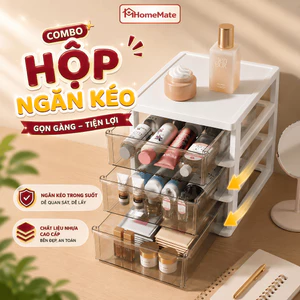 Combo Hộp Ngăn Kéo Để Bàn HomeMate – Hộp Nhựa Đựng Mỹ Phẩm, Tài Liệu, Dụng Cụ Học Tập Xếp Chồng Tiện Lợi