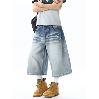 Quần short denim nam ESEA thương hiệu thời trang Mỹ đường phố cao cấp phong cách trung tính chất lượng cao