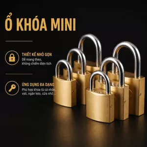 Ổ khóa mini đồng thau khóa vali tủ cá nhân kèm chìa khóa nhỏ gọn tiện dụng