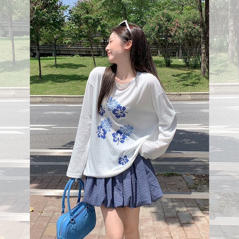 SUXI Áo thun dài tay in hình giản dị ngọt ngào dành cho nữ mùa hè mới 260515
