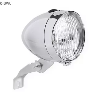 QIUWU Đèn pha xe đạp cổ điển Retro Vỏ ABS 3 đèn LED Xe đạp Đi đêm Cảnh báo an toàn Đèn trước không có pin.