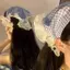 Băng đô xếp hình tam giác kẻ sọc ren thanh lịch thời trang dành cho nữ Cô gái Dây buộc tóc khí chất ngọt ngào Phụ kiện tóc mới
