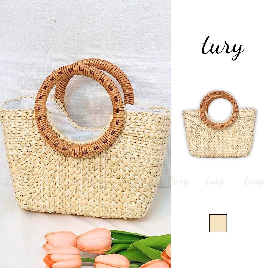 Túi Cói Nữ - Tury - Túi Cói Form Đứng Nhỏ Xinh Phối Quai Mây - TC067