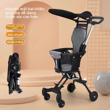 Xe đẩy em bé đơn giản Xe đẩy em bé gấp gọn Xe đẩy dù bốn bánh nhẹ dành cho trẻ em, một công cụ kỳ diệu để đưa bé ra ngoà