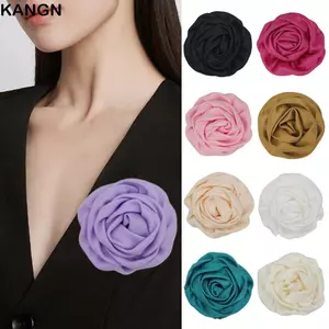 Trâm cài KANGN, Trâm cài hoa cuộn thủ công DIY, Ghim ve áo vải 7CM cổ điển