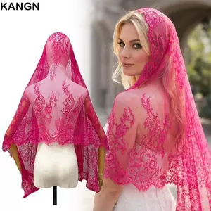 Khăn trùm đầu cô dâu KANGN, Khăn choàng nữ thoáng khí viền ren, Thời trang cổ điển hoa Mandira Veil