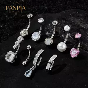 PNPIA- 9 Chiếc Nút Bụng Nhẫn Bộ Trái Tim Rốn Xuyên Nhẫn Nữ Thời Trang Trái Tim Rốn Barbell Cơ Thể Gợi Cảm Xuyên Trang Sức Quà Tặng