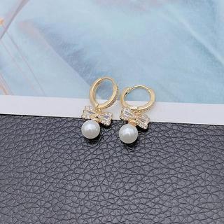 Châu Âu Mỹ ins Phong Cách Mới Nơ Ngọc Trai Đeo Tai Nữ