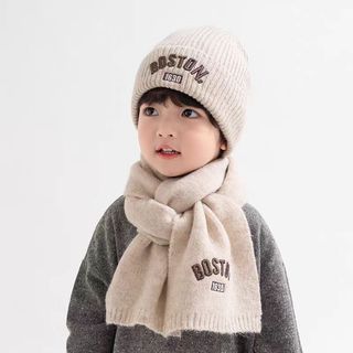 Bộ Mũ Len & Khăn Choàng Trẻ Em - Dưỡng Nóng, Bảo Vệ Tai, Phong Cách Hàn Quốc, Nam Nữ Bé, 2 Món