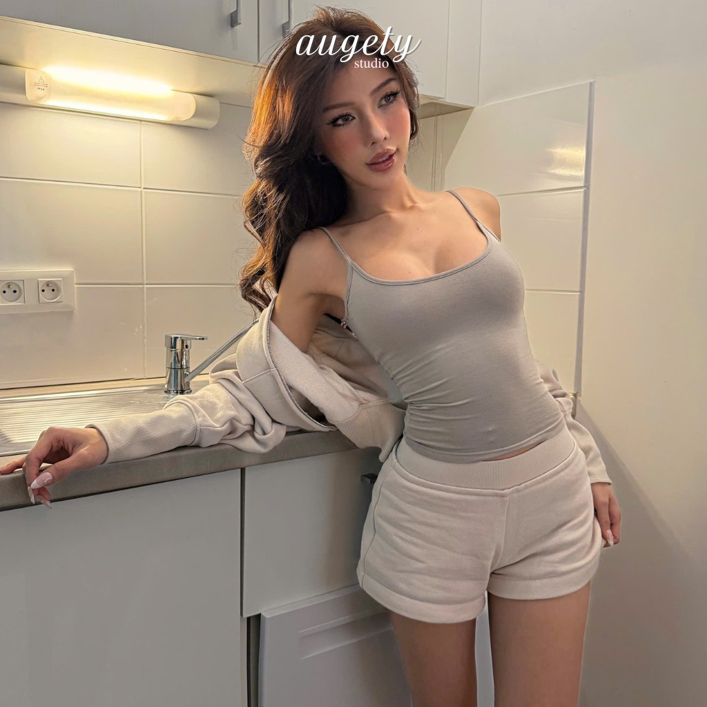 Quần Shorts Nỉ Bông Cạp Trễ Lưng Thun Gân Dày Dặn Augety Studio, NORA SHORTS