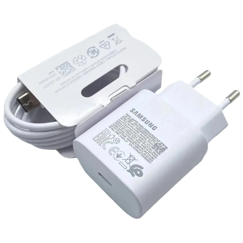 EU Cắm Samsung M56 A56 A36 A26 5G 25w Sạc Siêu Nhanh Sạc Cho Galaxy Tab S8 S9 S10 + A25 A15 A35 F55 F16 S23 S21