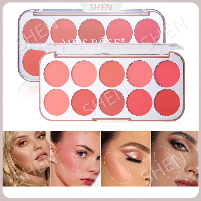 MISSROSE Bảng phấn má hồng mười màu Matte Natural Easy-to-Color Đa chức năng Vitality Blush Palette