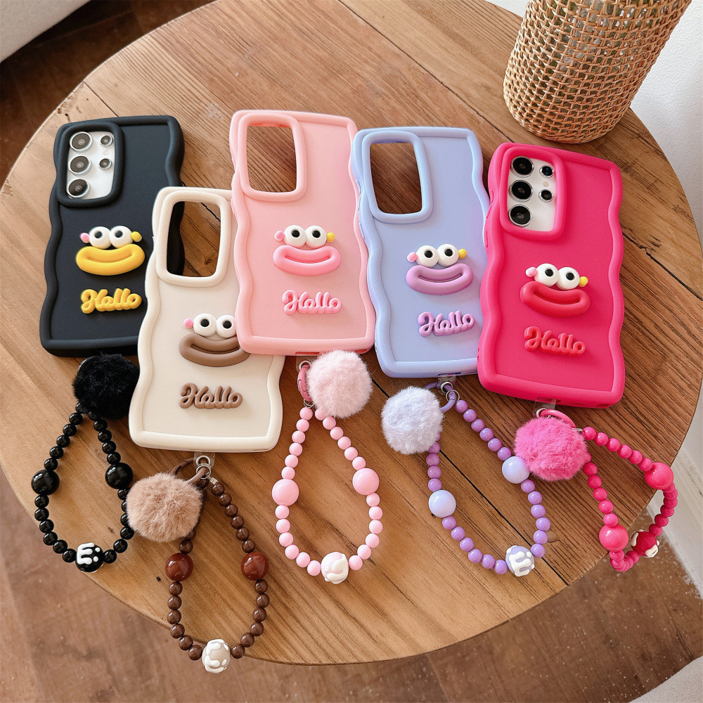 Vòng Tay Dễ Thương Màu Macaron Mềm Mại Ốp Lưng Điện Thoại Samsung Galaxy S25 S24 S23 S22 S21 S20 FE ULTRA PLUS A55 A54 A53 A52 A36 4G 5G Chống Sốc