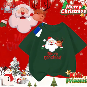 COD (Hồ Chí Minh)DREAMY BABY Áo thun tiệc nhóm Giáng sinh, áo thun đỏ trẻ em, 2026, cổ tròn, áo thun Giáng sinh, M157