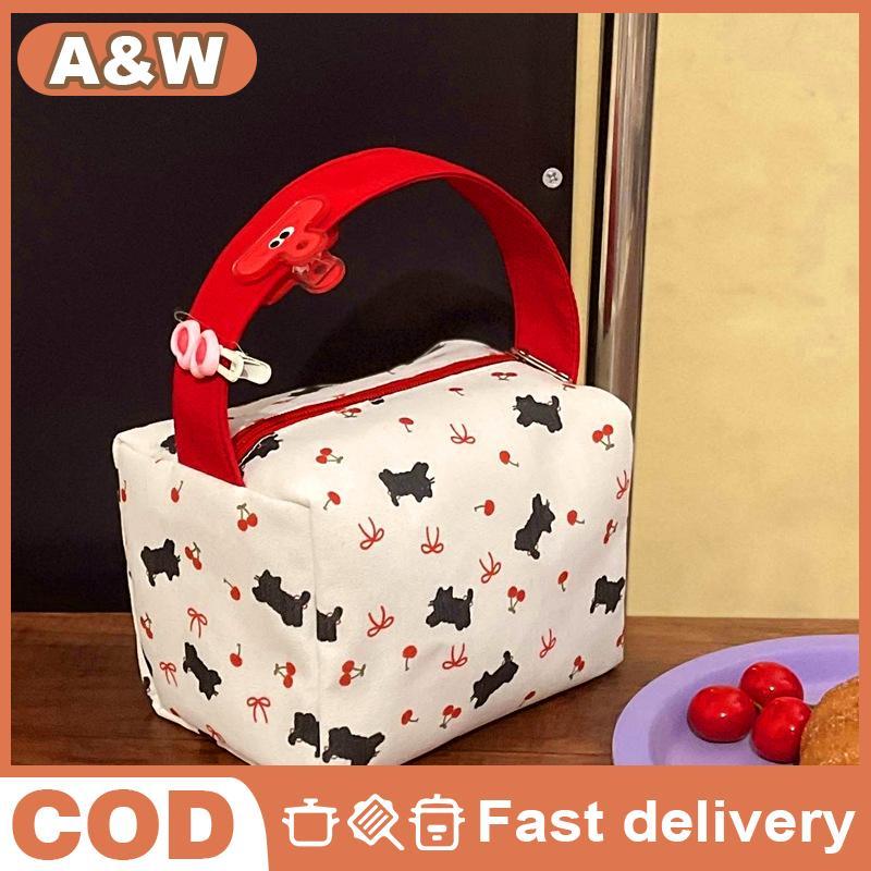[WHP] Cute Cat Cherry Bow Print Large-Capacity Portable Travel Makeup ...