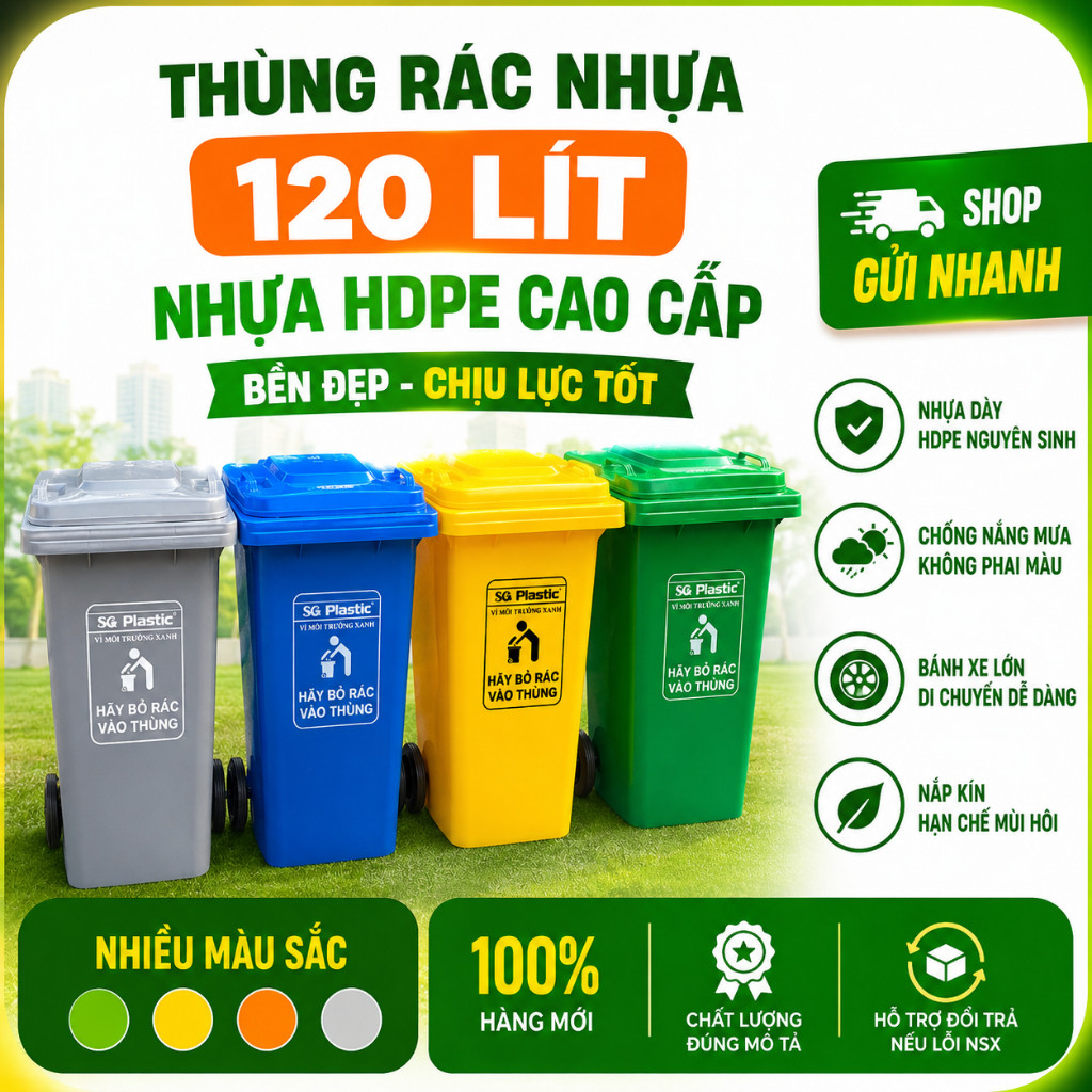 Thùng rác 120 lít - Giá Tốt, Miễn Phí Vận Chuyển, Đủ Loại | Shopee Việt Nam