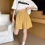 2024 Trắng Thường Ngày Quần Short Nữ Nhỏ Phù Hợp Với Ống Rộng Giữa Quần Rời Bầu Trời Chữ a 5.12