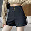 Eo Cao Mỏng Hơn Nhìn Màu Đen Phù Hợp Với Quần Short Nữ 2024 Thời Trang Thường Ngày Phù Hợp Với Bên Ngoài Mặc Chữ A Quần Ống Rộng 5.12