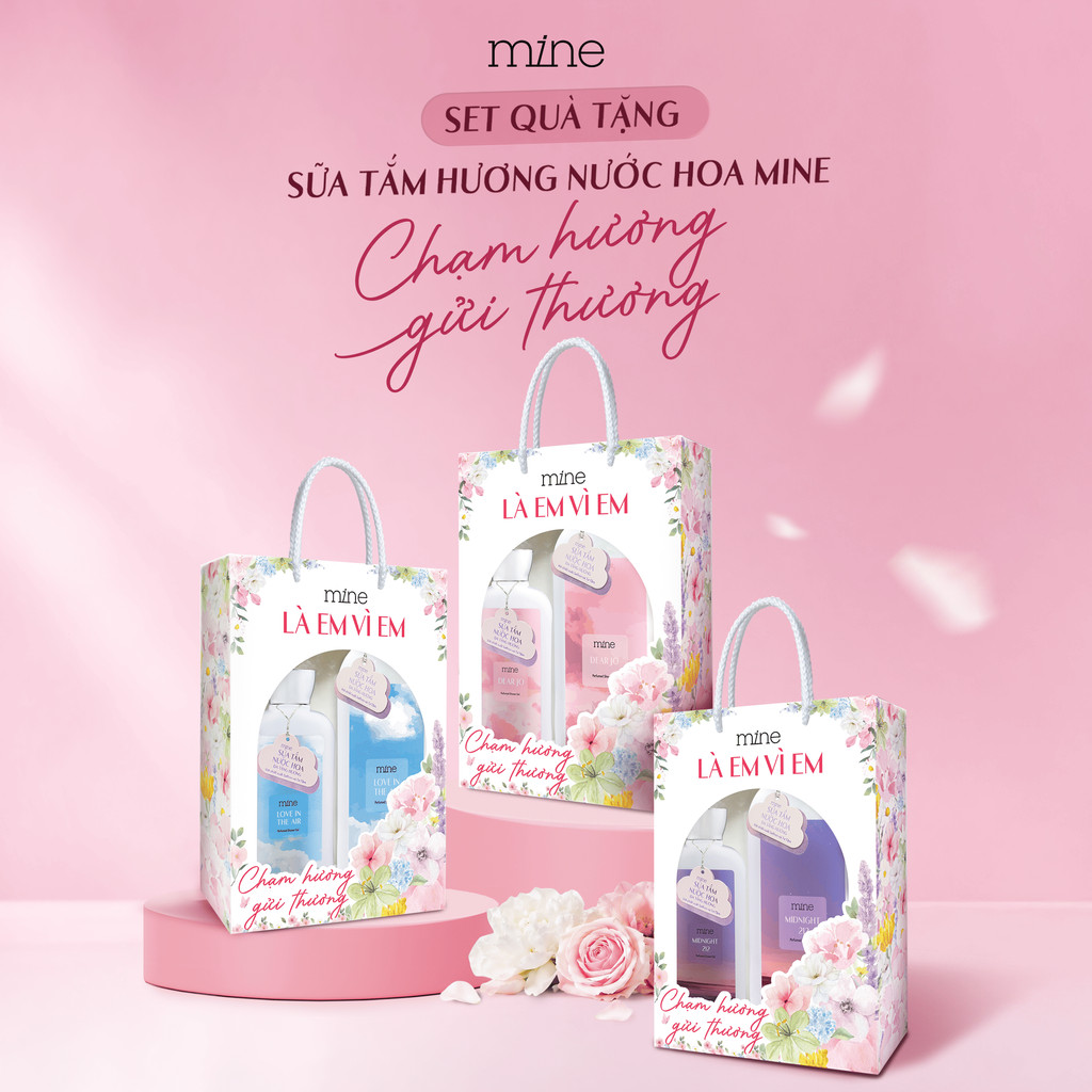 [SET QUÀ TẶNG] Sữa Tắm Hương Nước Hoa Mine Perfumed Showergel Thơm Quyến Rũ Hỗ Trợ Dưỡng Ẩm Và Dưỡng Sáng Da 470g & 750g