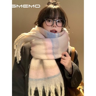 MISMEMO Phong Cách Hàn Quốc Bầu Không Khí Mohair Màu Phù Hợp Với Khăn Nữ Mùa Đông Phong Cách Mới Dày Ấm Áp Cao Cấp Cảm Giác Yếm Sinh Viên