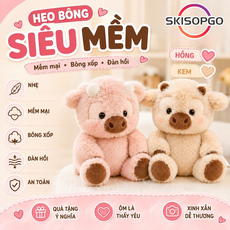 【SKISOPGO】Gấu Bông Con Bò Sugaodi Chạy Bộ Dễ Thương,Đồ Chơi Sang Trọng Mềm Mại,Quà Tặng Cho Bé, Bạn Nam/Nữ